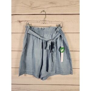 Jane and‎ Delancey Womens Paperbag Shorts Elastic High Rise Pull-On Blue M